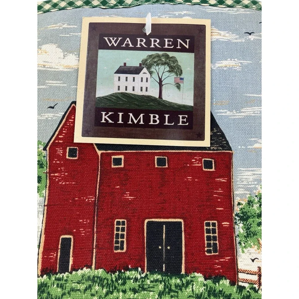 Warren Kimble Red Barn Tapestry Kitchen Set | Farmhouse Design Apron Towel VTG